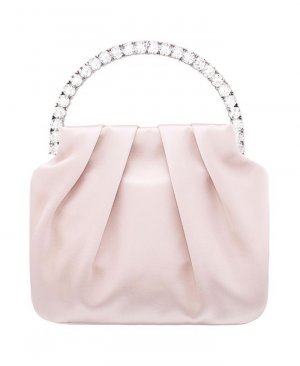 Атласная сумка с кристаллической ручкой , цвет Pearl Rose Nina
