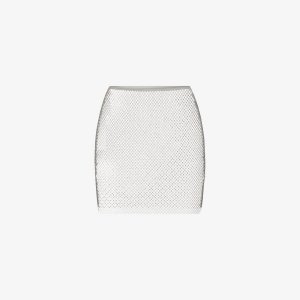 Мини-юбка SKIMS x Swarovski из эластичной ткани, украшенная кристаллами , серебряный