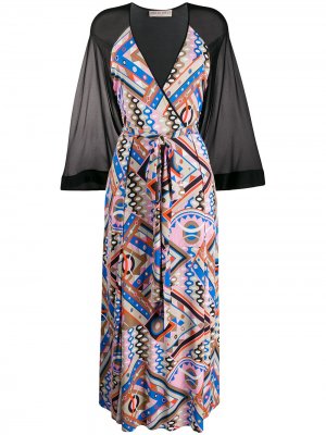Длинное платье с геометричным принтом Emilio Pucci. Цвет: нейтральные цвета