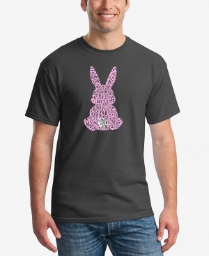 Мужская футболка с коротким рукавом изображением пасхального кролика Word Art LA Pop Art, серый