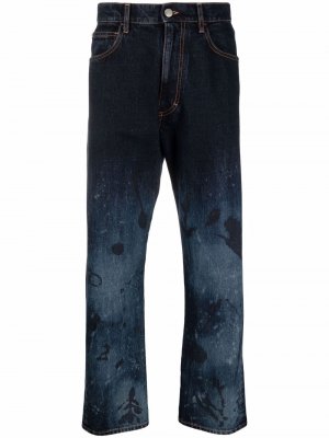 Широкие джинсы с эффектом потертости Marni. Цвет: синий