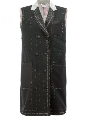 Длинная жилетка с контрастной строчкой Thom Browne. Цвет: чёрный