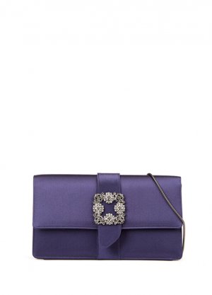 Женский портфель для рук с темно-синей каменной пряжкой Manolo Blahnik