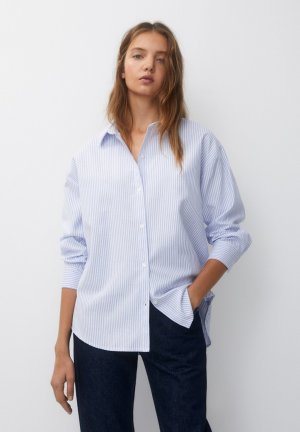 Блузка-рубашка STRIPED PULL&BEAR, цвет blue Pull&Bear