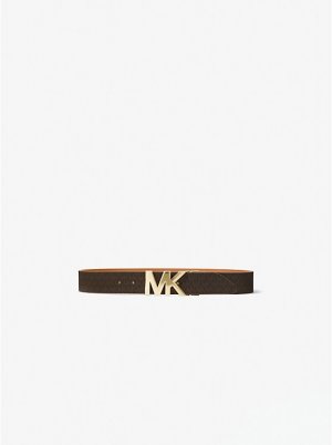 Двусторонний логотип и кожаный поясной ремень, коричневый Michael Kors