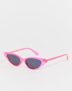 Солнцезащитные очки кошачий глаз в ярко-розовой оправе -Розовый New Look