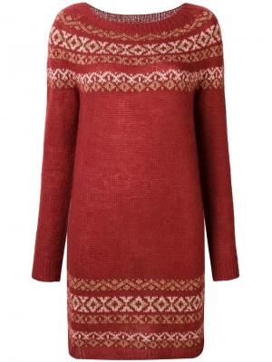 Короткое вязаное платье Twin-Set. Цвет: красный