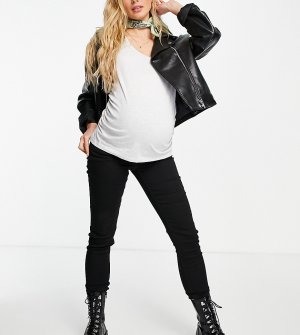 Черные облегающие джинсы суперстрейч с эластичной вставкой для животика -Черный цвет Cotton:On Maternity