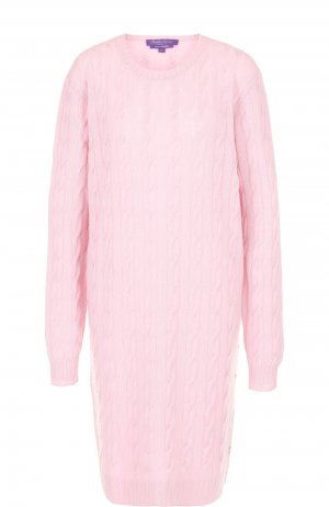 Вязаное кашемировое платье с круглым вырезом Ralph Lauren. Цвет: розовый