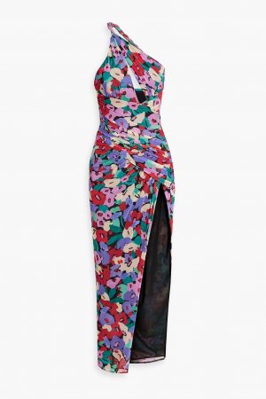 Платье макси из сетки с цветочным принтом и вырезом на одно плечо NICHOLAS, разноцветный Nicholas