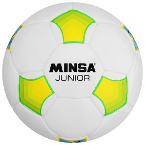 Мяч футбольный minsa junior, pu, ручная сшивка, размер 4. Цвет: белый, желтый
