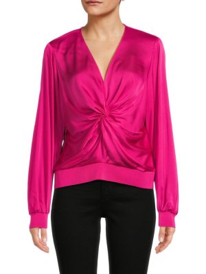 Блузка с перекрученной передней частью , цвет Magenta Pink Donna Karan