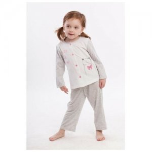 Пижама для девочки, рост 86 см, цвет серый LP Collection. Цвет: серый/белый
