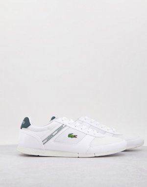 Белые кроссовки с темно-зеленой вставкой -Белый Lacoste