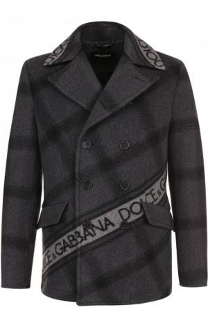 Шерстяной укороченный бушлат Dolce & Gabbana. Цвет: серый