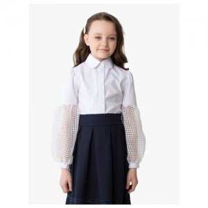 Школьная блуза 80 LVL Элли для девочки белый 128-134. Цвет: белый/экрю