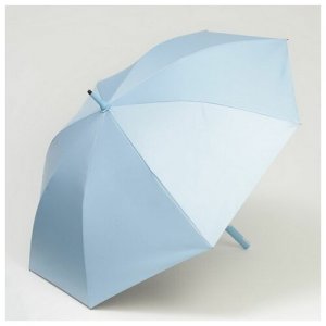 Зонт - трость полуавтоматический Однотонный, ветроустойчивый, 8 спиц, R = 58 см, цвет голубой/чёрный Queen fair. Цвет: голубой/черный