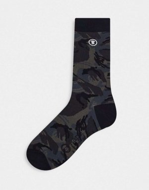 Черные камуфляжные носки Aape by A Bathing Ape с вышитым значком (Bape)