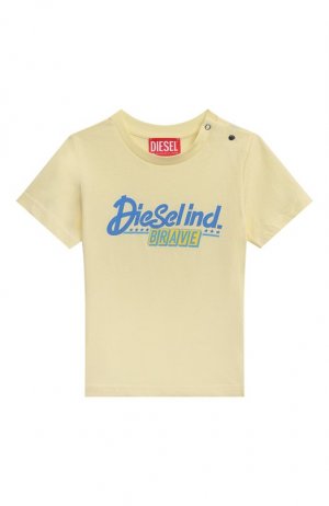 Хлопковая футболка Diesel. Цвет: жёлтый