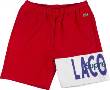 Спортивные шорты x Lacoste Logo Panel Sweatshort 'Red', красный Supreme