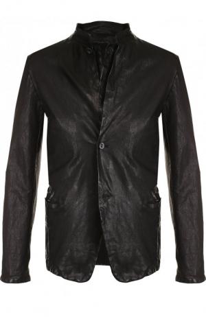 Однобортный кожаный пиджак Salvatore Santoro. Цвет: черный