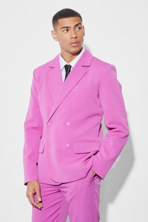 Узкий двубортный костюмный пиджак , розовый Boohoo