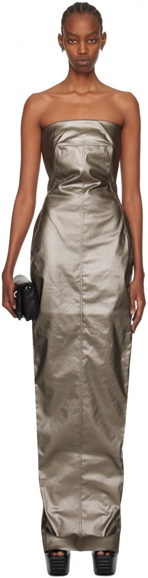 Джинсовое платье макси с металлическим покрытием Rick Owens
