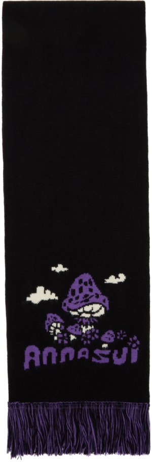 Черный шарф с грибами Anna Sui