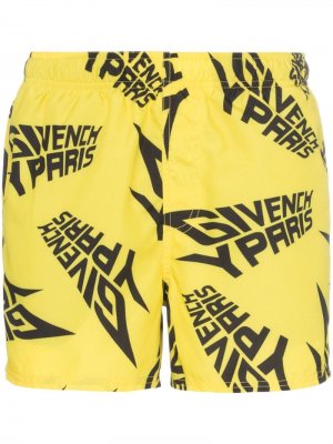 Плавки-шорты с логотипом Givenchy. Цвет: желтый
