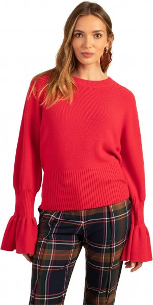 Пуловер Chloe с рюшами , цвет Dragon Fruit Trina Turk