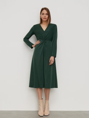 Платье-миди с длинным рукавом ELIS. Цвет: зеленый