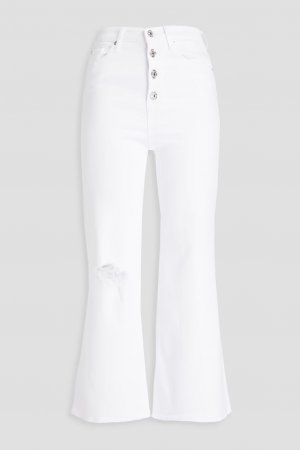 Укороченные расклешенные джинсы Jo с высокой посадкой и потертостями. , белый 7 For All Mankind