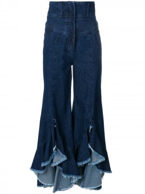 Расклешенные джинсы с рюшами Sara Battaglia. Цвет: синий