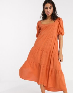 Оранжевое свободное платье миди -Оранжевый Emory Park