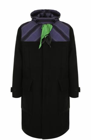 Пальто из смеси шерсти и кашемира с капюшоном платком J.W. Anderson. Цвет: черный