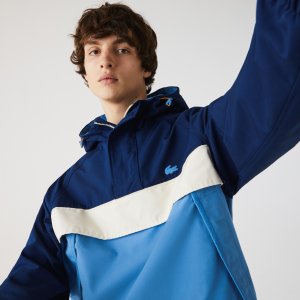 Верхняя одежда Мужской водостойкий пуловер с капюшоном Lacoste. Цвет: синий