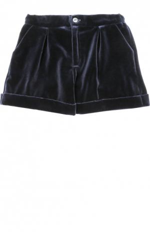 Бархатные шорты с защипами Oscar de la Renta. Цвет: темно-синий