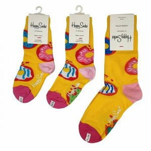 Носки , размер 36/40, розовый, желтый Happy Socks. Цвет: желтый/розовый