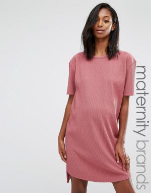 Фактурное платье‑футболка для беременных в стиле oversize Missguided M Maternity. Цвет: фиолетовый