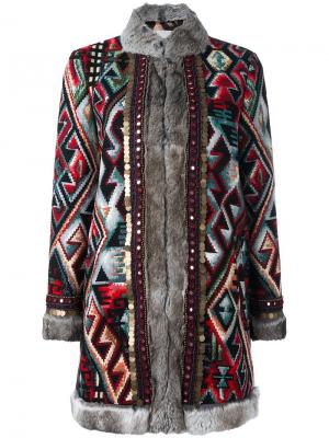 Пальто с орнаментом Bazar Deluxe. Цвет: многоцветный