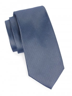 Фактурный шелковый галстук , синий Isaia