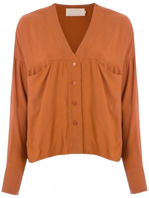 LE SOLEIL DETE рубашка Pietra с V-образным вырезом D'ETE. Цвет: коричневый