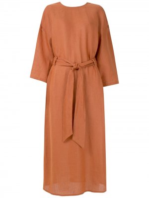 Платье свободного кроя с поясом Andrea Marques. Цвет: коричневый
