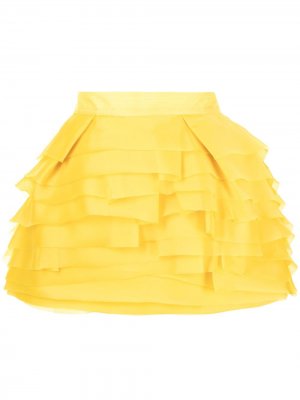 Многослойная юбка-шорты из органзы Isabel Sanchis. Цвет: желтый