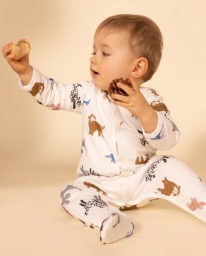 Плюшевая пижама с собачками для малыша, разноцветные Petit Bateau