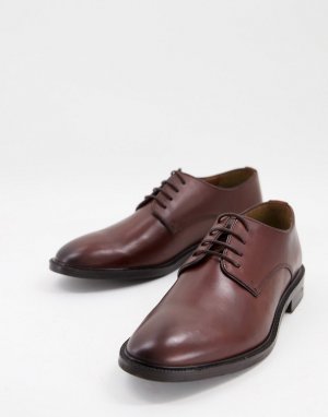 Светло-коричневые кожаные туфли дерби с металлической вставкой на пятке Walk London Oliver-Коричневый цвет