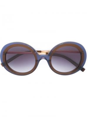 Солнцезащитные очки с круглой оправой Jil Sander. Цвет: синий