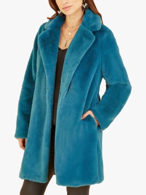 Пальто из искусственного меха, Бирюзовый Yumi