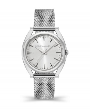 Женские часы с 3 стрелками, серебристая сетка из нержавеющей стали, 33,8 мм , серебро BCBGMAXAZRIA