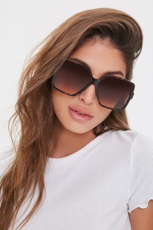 Квадратные солнцезащитные очки черепаховой расцветки , коричневый Forever 21